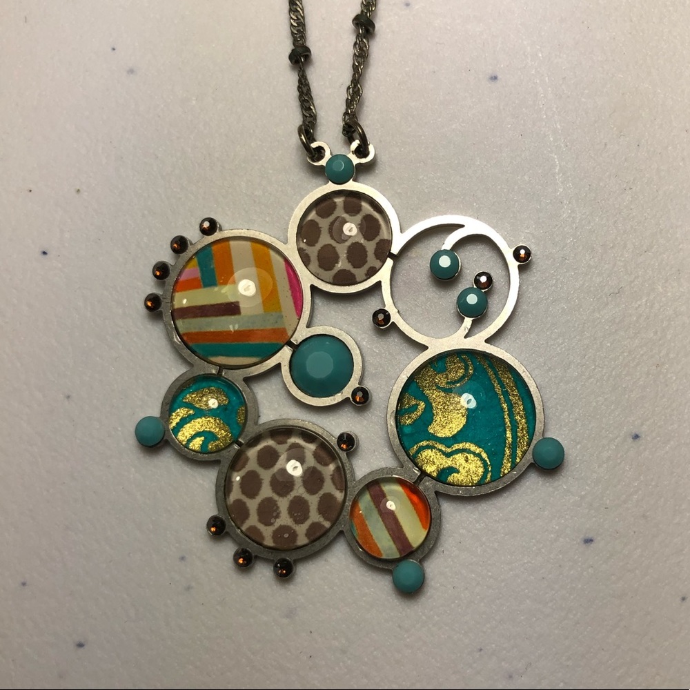 Vacation Beachy Cruise Wear Teal Blue Flower Necklace & Earrings by zoky doky - Picture 7 of 12